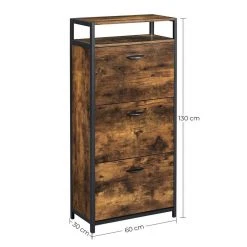 VASAGLE Schuhschrank »LBS101B01« Schuhregal, mit 3 Klappen, Schuhablage, für 15-18 Paar Schuhe, vintage -Vasagleau Geschaft 02202041 feef 4755 a3b4 9bc609d623ae