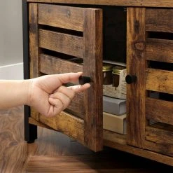 VASAGLE Bücherregal »LSC75«, Bücherschrank mit 3 Ablagen, 2 Lamellentüren, 70 x 30 x 121,5 cm Grau, Vintage -Vasagleau Geschaft 0377f343 7069 4f2b bfac a0832a21983d