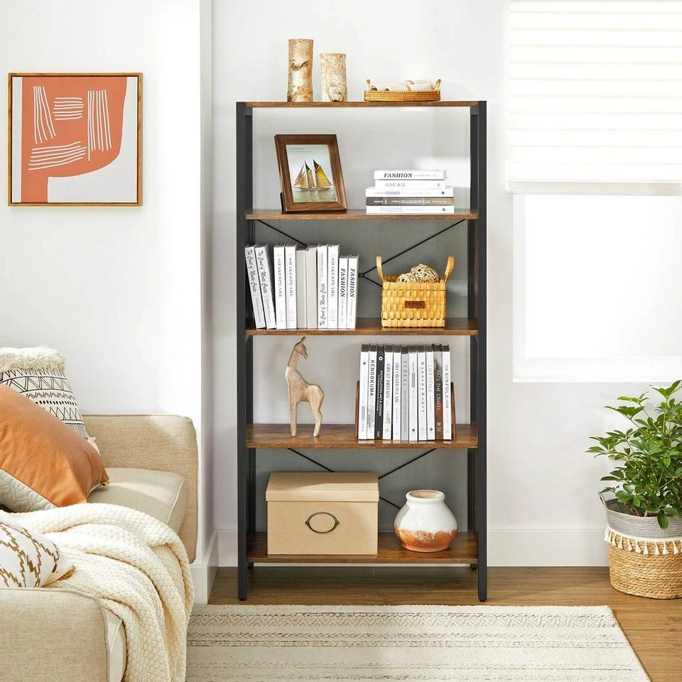 VASAGLE Bücherregal »LBC073B01«, Standregal, 5 Ebenen, Gitter-Rückwand, Wohnzimmer, Schlafzimmer, vintage 4 VASAGLE Bücherregal »LBC073B01«, Standregal, 5 Ebenen, Gitter-Rückwand, Wohnzimmer, Schlafzimmer, vintage – Bild 2