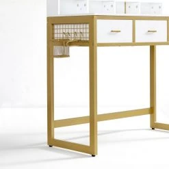 VASAGLE Schminktisch »RVT014A10 RVT014B01«, Frisiertisch, Kosmetiktisch mit Hocker, 10 LED-Glühbirnen, einstellbare Helligkeit Vintagebraun-Schwarz, Weiß-gold -Vasagleau Geschaft 078160cc 71a6 4f7b 9ce4 577639eeb9f6