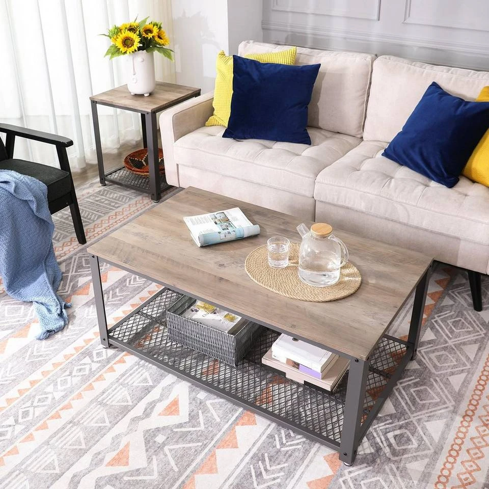 VASAGLE Couchtisch »LCT61«, Fernsehtisch mit großer Ablage, rautenförmiges Gitter, schwarzes Gestell, 106,2 x 60,2 x 45 cm Grau, Vintage 12 VASAGLE Couchtisch »LCT61«, Fernsehtisch mit großer Ablage, rautenförmiges Gitter, schwarzes Gestell, 106,2 x 60,2 x 45 cm Grau, Vintage – Bild 10