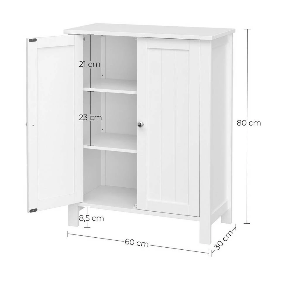 VASAGLE Badkommode »BCB60W«, Badezimmerschrank, 60 x 80 x 30 cm, weiß 12 VASAGLE Badkommode »BCB60W«, Badezimmerschrank, 60 x 80 x 30 cm, weiß – Bild 10