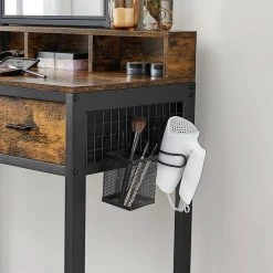 VASAGLE Schminktisch »RVT014A10 RVT014B01«, Frisiertisch, Kosmetiktisch mit Hocker, 10 LED-Glühbirnen, einstellbare Helligkeit Vintagebraun-Schwarz, Weiß-gold -Vasagleau Geschaft 0a92a372 36ec 4161 9bfe d2a0ecc9be65