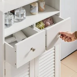 VASAGLE Badkommode »BBC145W01«, Kommode mit 2 Türen, 2 Schubladen, Hoch 108 cm, verstellbare Regalebene, skandinavischer Stil, weiß -Vasagleau Geschaft 0c8c22f3 b7bd 4e50 9e8d 1a60f5b0deef