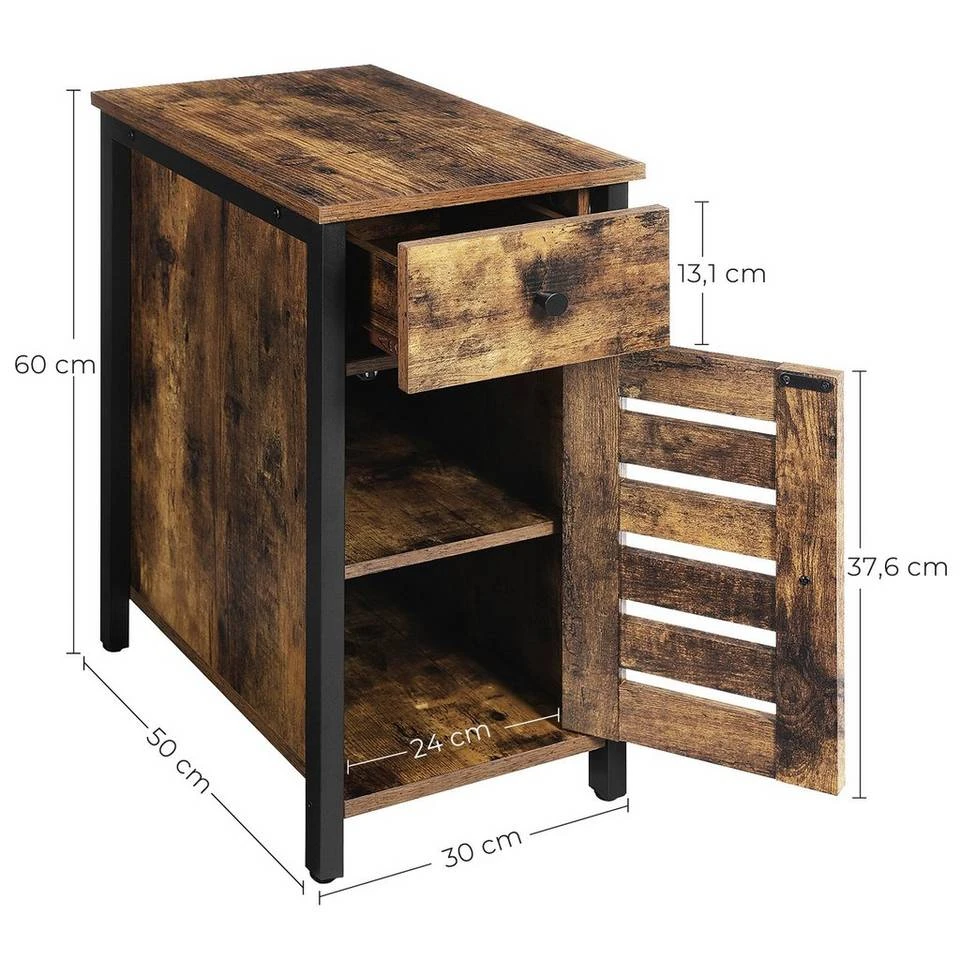 VASAGLE Nachtschrank »LET066B01« Beistelltisch, 30 cm Nachtschrank für kleine Räume, mit Schublade, vintage 10 VASAGLE Nachtschrank »LET066B01« Beistelltisch, 30 cm Nachtschrank für kleine Räume, mit Schublade, vintage – Bild 8