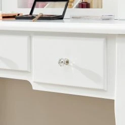 VASAGLE Schminktisch »RDT175W01«, Frisiertisch, Kosmetiktisch mit gepolsterter Hocker, 5 Schubladen, weiß -Vasagleau Geschaft 0fbb1348 35f5 40d3 9590 a64a18adc91b