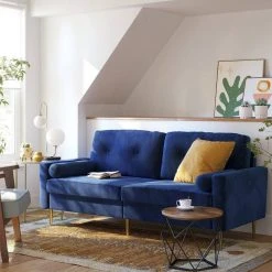 VASAGLE 3-Sitzer »LCS001«, Bezug aus Samt, Metallbeine, Klassisch bis modern, einfacher Aufbau, 183 x 78 x 88 cm Blau, Grau, Petrolfarben, Rosa -Vasagleau Geschaft 105bead8 e8de 430c a4c6 cdd5de8a0cee