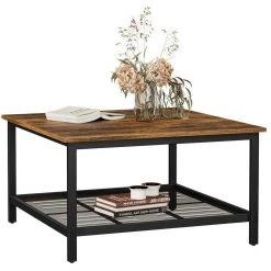 VASAGLE Couchtisch »LCT065B01«, Kaffeetisch, aus Stahl, mit Gitterablage, vintage