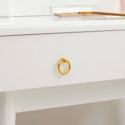 VASAGLE Schminktisch »RDT173W01«, Frisiertisch,Kosmetiktisch mit 10 Glühbirnen und gepolsterter Hocker, Massivholzbeinen -Vasagleau Geschaft 1640fd8f 8bd9 485a b275 2deb2d21ec36