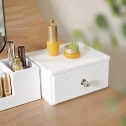 VASAGLE Schminktisch »RDT25WT/BK/K«, Frisiertisch, Kosmetiktisch, mit Spiegel ohne Rahmen, Polsterhocker, Massivholzbeinen Schwarz, Weiß-Natur, Weiß -Vasagleau Geschaft 1673f883 4943 4f84 82af 523d737a1869