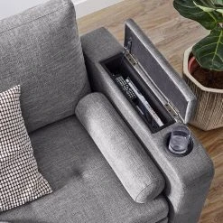 VASAGLE Schlafsofa »LCS801«, Bettsofa mit Stauraum, Ecksofa, mit Becherhalter, einfache Montage, 223 x 142 x 88 cm (L x B x H), modern Dunkelgrau, Hellgrau -Vasagleau Geschaft 17478e5e ee1b 4b04 9d35 163a0dd3a6db