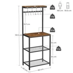 VASAGLE Standregal »KKS021B01«, Küchenregal mit Metallrahmen, 4 Ablagen aus Holz, mit 12Haken, für Flur, Küche, vintage 17 VASAGLE Standregal »KKS021B01«, Küchenregal mit Metallrahmen, 4 Ablagen aus Holz, mit 12Haken, für Flur, Küche, vintage -Vasagleau Geschaft 1b3593df cf25 437e 9ca0 9baa1194338c