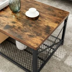 VASAGLE Couchtisch »LCT070B01«, Sofatisch mit Gitterablage, Stahlgestell mit seitlichen X-Streben, bis 50 kg belastbar, stabil, vintage -Vasagleau Geschaft 1c8d0d1b cbc4 46d8 87d3 001cf45f0f38
