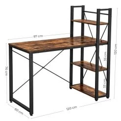 VASAGLE Schreibtisch »LWD48X«, Computertisch, 120 cm langer, Regalböden rechts oder links, Bürotisch, einfache Montage, stabil, Industrie-Design -Vasagleau Geschaft 1f7db96b 74dd 4562 8ca8 d0ea9ec862b5