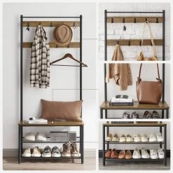 VASAGLE Garderobenständer »HSR41«, Kleiderständer mit Schuhablagen, vintage Grau, Walnussbraun -Vasagleau Geschaft 20d53bc2 b52d 4179 a90e 9b67c84befdd