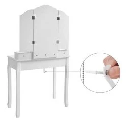 VASAGLE Schminktisch »RDT28K RDT28WT«, Frisiertisch, Kosmetiktisch mit Klappspiegel und 5 Schubladen, mit Hocker Natur, Weiß 23 VASAGLE Schminktisch »RDT28K RDT28WT«, Frisiertisch, Kosmetiktisch mit Klappspiegel und 5 Schubladen, mit Hocker Natur, Weiß -Vasagleau Geschaft 227aefa5 4290 46c4 bc91 512cdd97c04c