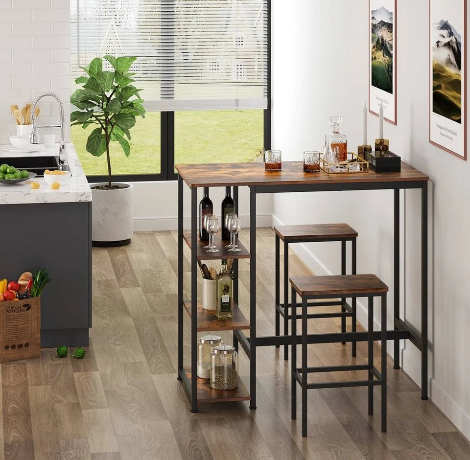 VASAGLE Bartisch »LBT11X«, Stehtisch mit 3 Regalebenen, Esstisch, Küchentisch, Holztisch, Küche, vintage 5 VASAGLE Bartisch »LBT11X«, Stehtisch mit 3 Regalebenen, Esstisch, Küchentisch, Holztisch, Küche, vintage – Bild 3