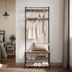 VASAGLE Garderobenständer »HSR41«, Kleiderständer mit Schuhablagen, vintage Grau, Walnussbraun -Vasagleau Geschaft 23e5347c 1c06 4d39 8195 b3cf7411e3d4