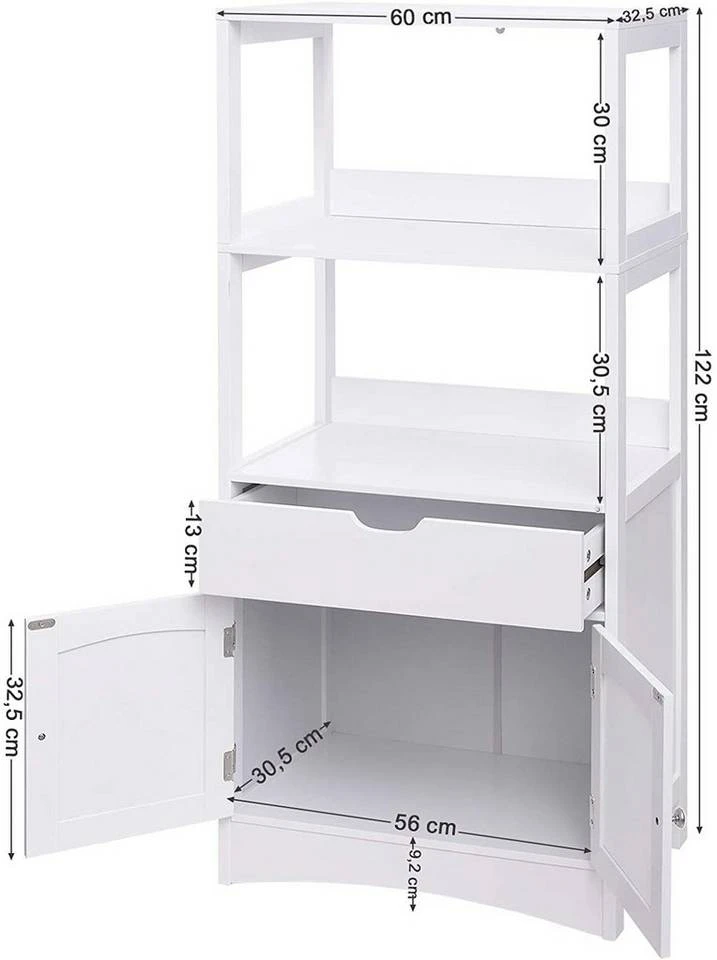 VASAGLE Badkommode »BBC64WT«, Badschrank, Badezimmerschrank, weiß 9 VASAGLE Badkommode »BBC64WT«, Badschrank, Badezimmerschrank, weiß – Bild 7
