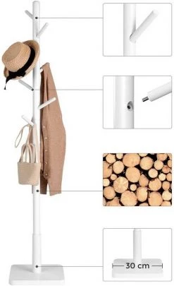 VASAGLE Garderobenständer »RCR010W02«, Kleiderständer, Massivholz, freistehend, Baumform, 8 Haken für Jacken, weiß -Vasagleau Geschaft 2571d984 d8aa 4367 ba15 481701d87840
