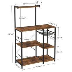 VASAGLE Standregal »KKS035/35«, Küchenregal mit Metallkorb, 6 S-Haken und Regalablagen, 90 x 40 x 132 cm, Industrie-Design Haselnussbraun-schwarz, Greige-schwarz, Vintage 45 VASAGLE Standregal »KKS035/35«, Küchenregal mit Metallkorb, 6 S-Haken und Regalablagen, 90 x 40 x 132 cm, Industrie-Design Haselnussbraun-schwarz, Greige-schwarz, Vintage -Vasagleau Geschaft 2575eeef b7e8 431c 8a9c 4378a48803d4
