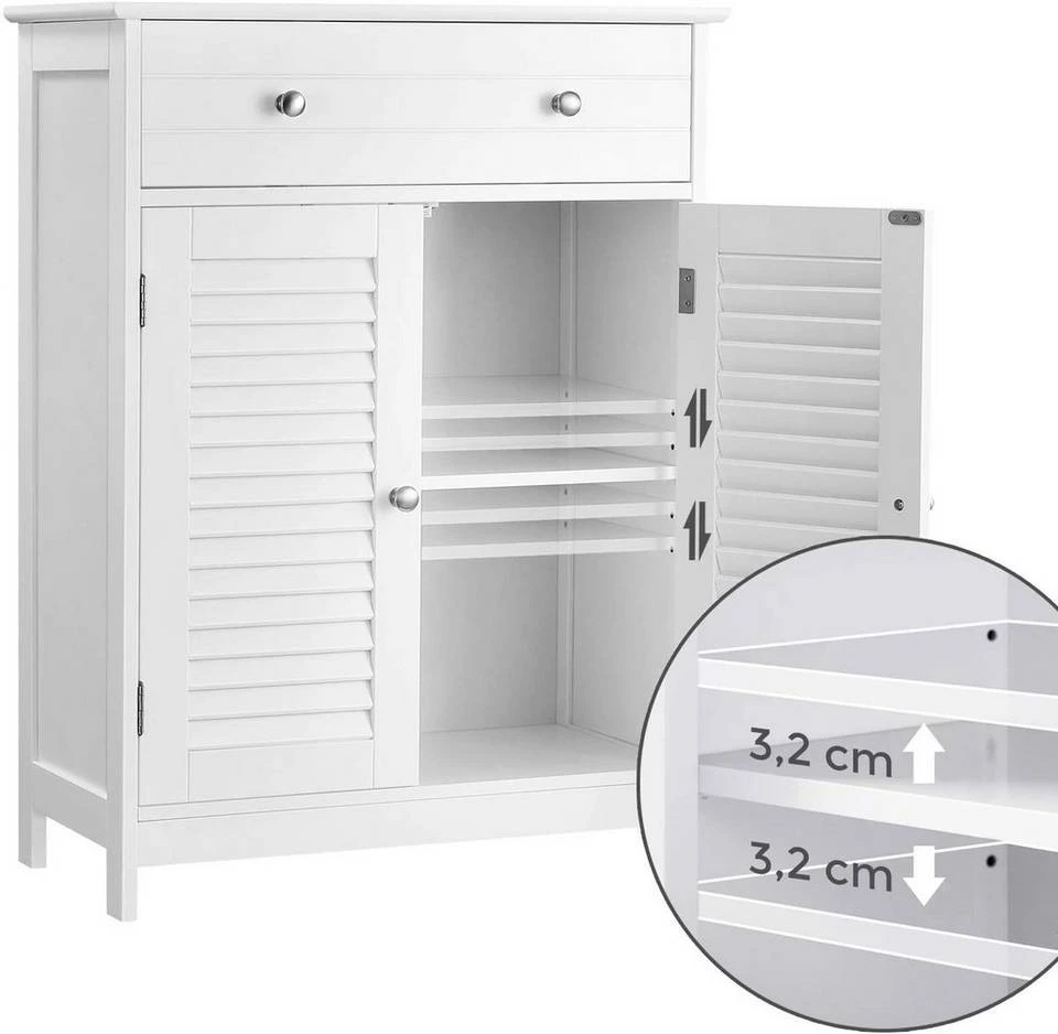 VASAGLE Badkommode »BBC51WT«, Badschrank, 60 x 30 x 80 cm, mattweiß 6 VASAGLE Badkommode »BBC51WT«, Badschrank, 60 x 30 x 80 cm, mattweiß – Bild 4