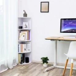 VASAGLE Bücherregal »LBC42WT«, 4 Ebenen Eckregal, 129,5cm, Standregal, für Küche, Schlafzimmer, Wohnzimmer, Büro, weiß -Vasagleau Geschaft 262bfdfb a072 437b 8617 26a811d3e1cc