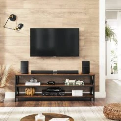 VASAGLE Lowboard »LTV100B01«, TV-Regal, TV-Schrank für Fernseher bis zu 65 Zoll, X-förmige Streben, Schuhregalev