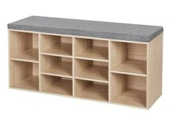 VASAGLE Schuhbank »LHS10«, Schuhregal, Sitzbank, 10 Fächer, mit Polsterung, multifunktional, 104 x 30 x 48 cm Natur, Vintage, Weiß -Vasagleau Geschaft 2831c3ee 1db3 4a50 90df e8c329c36ade