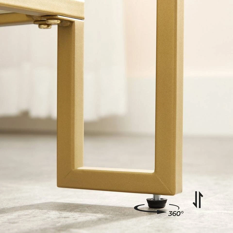 VASAGLE Couchtisch »LGT033A01«, Beistelltisch, 2 Ablagen aus Hartglas, Dekoration mit Stauraum, modernes Design, 100 x 55 x 45 cm, goldfarben 11 VASAGLE Couchtisch »LGT033A01«, Beistelltisch, 2 Ablagen aus Hartglas, Dekoration mit Stauraum, modernes Design, 100 x 55 x 45 cm, goldfarben – Bild 9