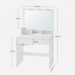 VASAGLE Schminktisch »RDT120T10«, Frisiertisch, Kosmetiktisch mit 9 LED-Glühbirnen und Spiegel, einstellbare Helligkeit, 2 Schubladen und 3 offene Fächer -Vasagleau Geschaft 297d223d 2654 4184 9f06 c79b544ab4c3