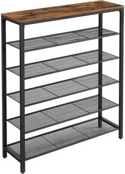 VASAGLE Schuhregal »LBS14 LBS15 LBS016«, Schuhablage mit Gitterebenen und großzügiger Oberfläche für Taschen, Metall, unterschiedliche Höhen, vintage Greige -Vasagleau Geschaft 29bb4153 bab6 473e a8c5 e58476d6257b