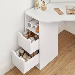 VASAGLE Schminktisch »RDT121T10«, Eckschminktisch, Frisiertisch,3-teiliger Klap pspiegel, 2 Schubladen, 3 offene Fächer -Vasagleau Geschaft 2a1d6e19 b5c1 4e3c 9b3a 433b05e9f36c