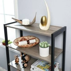 VASAGLE Bücherregal »LSC75«, Bücherschrank mit 3 Ablagen, 2 Lamellentüren, 70 x 30 x 121,5 cm Grau, Vintage -Vasagleau Geschaft 2d8d263b eba9 41a7 a22f 4aae7268b21f