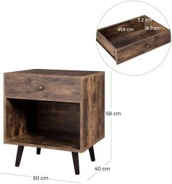 VASAGLE Nachttisch »LET71BX«, Nachttisch, Kleiner Beistelltisch, Beine aus Kiefernholz, vintage -Vasagleau Geschaft 2dcfd3ed 58b8 4a65 8d1d e0ae1a377384