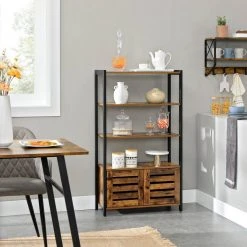 VASAGLE Bücherregal »LSC75«, Bücherschrank mit 3 Ablagen, 2 Lamellentüren, 70 x 30 x 121,5 cm Grau, Vintage -Vasagleau Geschaft 2dd4e432 df5d 4017 a8f2 9e4b06ecba24