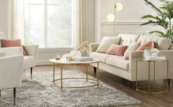 VASAGLE Couchtisch »LCT091A10«, Beistelltisch, Sofatisch, rund, mit goldfarbenem Stahlrahmen, modern, Ø 84 cm, weiß-goldfarben -Vasagleau Geschaft 30e0aab5 95af 4d17 b82b b27e64ff0b46