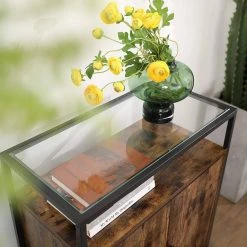 VASAGLE Sideboard »LSC013B01«, Küchenschrank, Konsolentisch mit Glasoberfläche, Stahlgestell, Industrie-Design, vintage -Vasagleau Geschaft 35d9b7d3 f09d 403b b2fd d407a57c647d