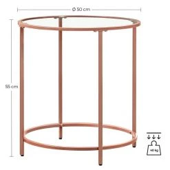 VASAGLE Beistelltisch »LGT20G/020B01«, Beistelltisch rund, kleiner Couchtisch, Glastisch mit Metallgestell, Nachttisch, Sofatisch Gold, Ros&eacute;gold, Schwarz -Vasagleau Geschaft 36ac0dfd acce 4db6 8a1f adab5a5403fc