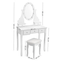 VASAGLE Schminktisch »RDT09WL«, Frisiertisch, Kosmetiktisch mit Beleuchtung, mit Spiegel und Hocker, 5 Schubladen -Vasagleau Geschaft 3a9ee4f7 a0d5 4167 bcfd 840a21ae60d2
