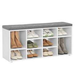 VASAGLE Schuhbank »LHS10«, Schuhregal, Sitzbank, 10 Fächer, mit Polsterung, multifunktional, 104 x 30 x 48 cm Natur, Vintage, Weiß -Vasagleau Geschaft 3bfb6236 a169 4790 b005 8d9604abdc4e