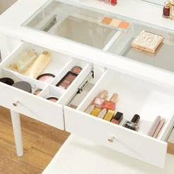 VASAGLE Schminktisch »RDT172W01«, Frisiertisch, mit Hocker und 10 Glühbirnen, transparente Tischplatte aus Hartglas 16 VASAGLE Schminktisch »RDT172W01«, Frisiertisch, mit Hocker und 10 Glühbirnen, transparente Tischplatte aus Hartglas -Vasagleau Geschaft 3dd54569 dc61 415b 9fe9 cd46c2d759e1