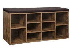 VASAGLE Schuhbank »LHS10«, Schuhregal, Sitzbank, 10 Fächer, mit Polsterung, multifunktional, 104 x 30 x 48 cm Natur, Vintage, Weiß