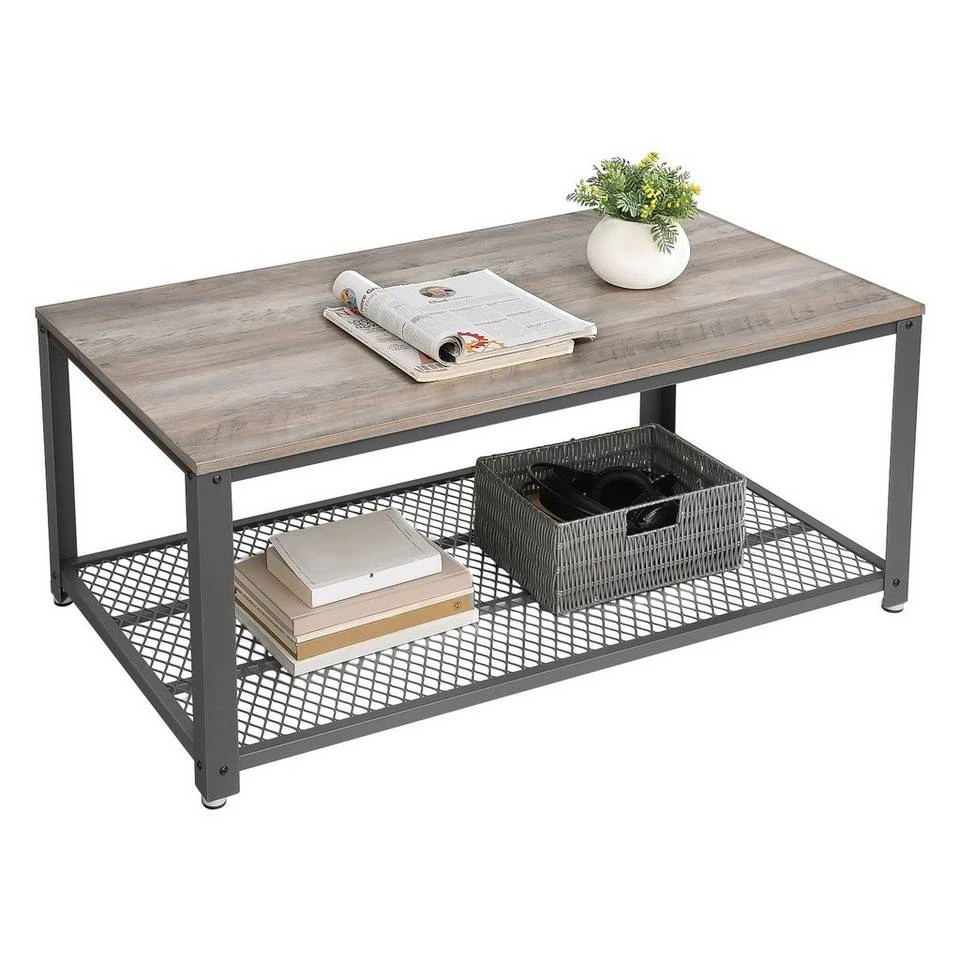 VASAGLE Couchtisch »LCT61«, Fernsehtisch mit großer Ablage, rautenförmiges Gitter, schwarzes Gestell, 106,2 x 60,2 x 45 cm Grau, Vintage 14 VASAGLE Couchtisch »LCT61«, Fernsehtisch mit großer Ablage, rautenförmiges Gitter, schwarzes Gestell, 106,2 x 60,2 x 45 cm Grau, Vintage – Bild 12