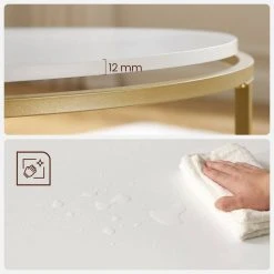 VASAGLE Couchtisch »LCT091A10«, Beistelltisch, Sofatisch, rund, mit goldfarbenem Stahlrahmen, modern, Ø 84 cm, weiß-goldfarben -Vasagleau Geschaft 42738789 5191 467f 874a 064fe585fc72