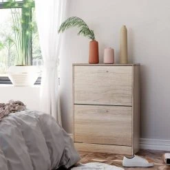 VASAGLE Schuhschrank »LBC602H LBC02WT« Schuhkommode, Trennwände verstellbar und abnehmbar, für 12 Paar Damenschuhe oder 8 Paar Herrenschuhe Eichefarben, Wei&szlig; -Vasagleau Geschaft 44a3a91e 0eda 4b1b b6a3 fb4b1186e4ee