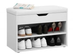 VASAGLE Schuhbank »LHS20WT«, Schuhregal mit Klappdeckel und gepolstertem Sitzbank, mit 2 Fächern, 60 x 30 x 44 cm