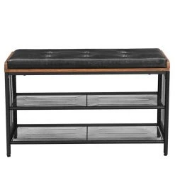 VASAGLE Schuhbank »LBS75X«, Schuhregal, schwarzes Kunstleder, 80 x 30 x 48 cm (L x B x H) -Vasagleau Geschaft 4a9555ee 8beb 4dc7 8934 7251c22fb51e