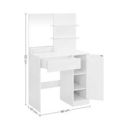 VASAGLE Schminktisch »RDT119W01«, Frisiertisch, Schminkkommode mit Spiegel, Aufbewahrungsfach, 1 Schublade, weiß -Vasagleau Geschaft 4b0728d2 fa8e 4cb5 a1a0 f66b96114cfc
