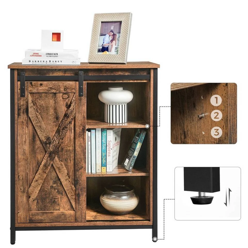 VASAGLE Aktenschrank »LSC88BX« Sideboard mit Schiebetür und verstellbaren Regalebenen, Homeoffice, Flur, Wohnzimmer, 70 x 30 x 80 cm, vintage 7 VASAGLE Aktenschrank »LSC88BX« Sideboard mit Schiebetür und verstellbaren Regalebenen, Homeoffice, Flur, Wohnzimmer, 70 x 30 x 80 cm, vintage – Bild 5